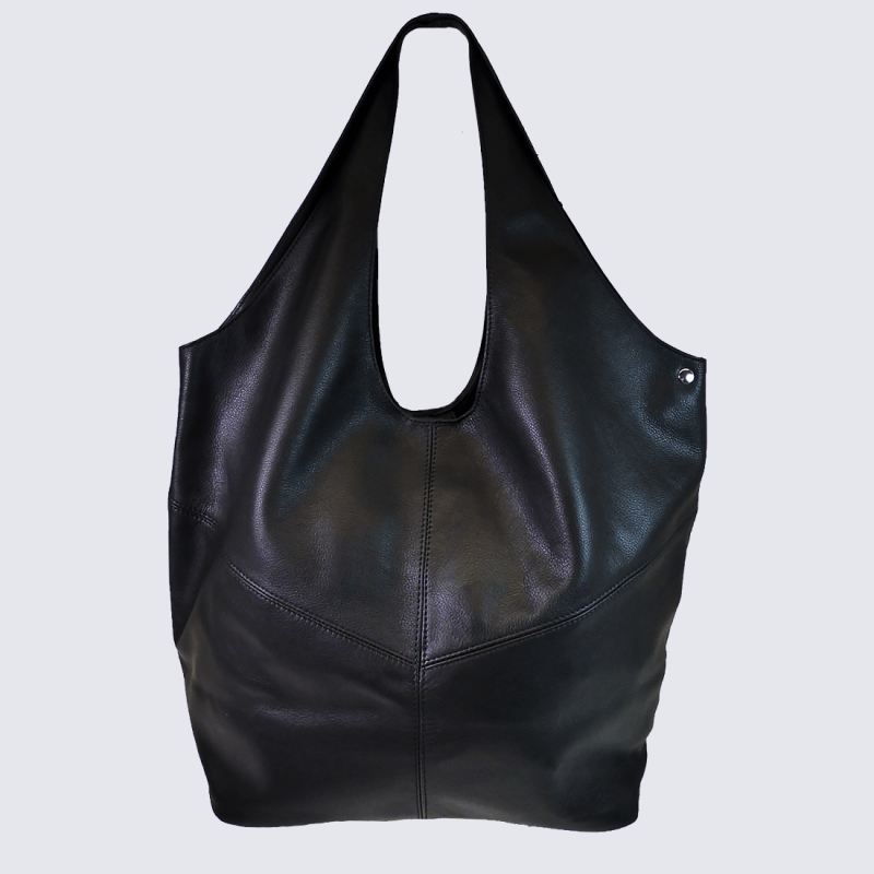 Sac cabas Charlotte, sac cabas tendance femme en cuir noir