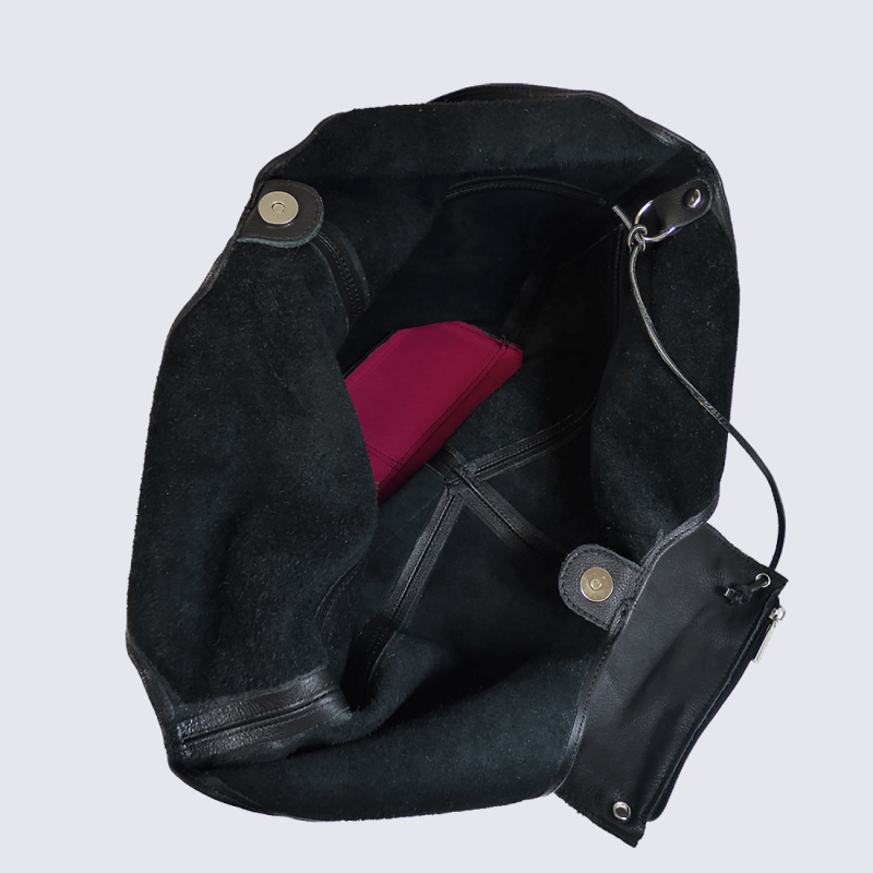 Sac cabas Charlotte, sac cabas tendance femme en cuir noir