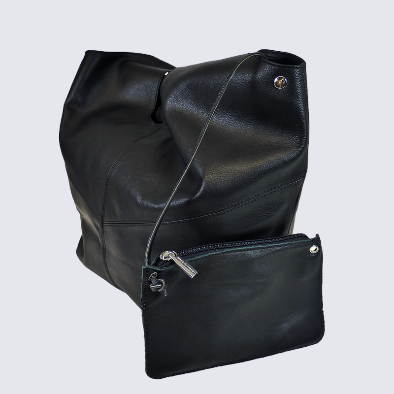 Sac cabas Charlotte, sac cabas tendance femme en cuir noir