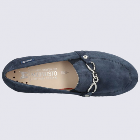 Mocassins Mephisto, mocassins élégants femme en cuir velours jeans bleu