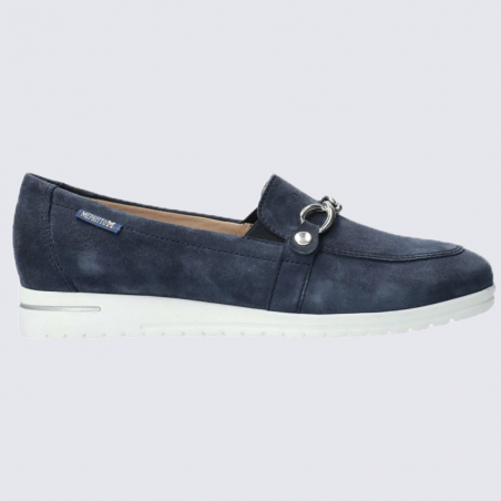 Mocassins Mephisto, mocassins élégants femme en cuir velours jeans bleu