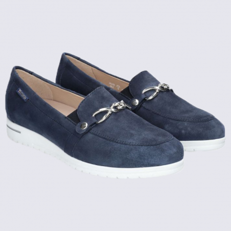 Mocassins Mephisto, mocassins élégants femme en cuir velours jeans bleu