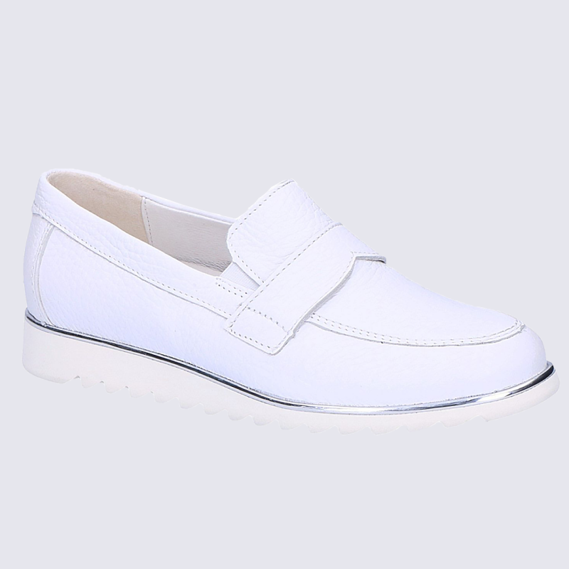 Mocassins Waldlaufer, mocassins élégants femme en cuir blanc