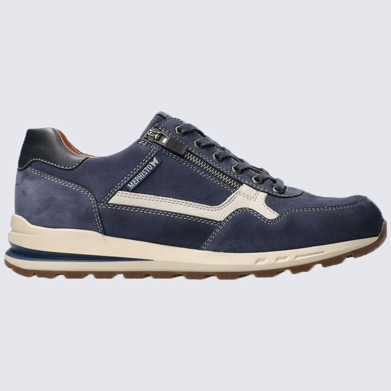 Baskets Mephisto baskets basses confort homme en cuir lisse navy