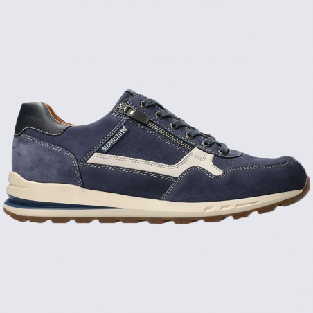 Baskets Mephisto, baskets basses confort homme en cuir lisse navy