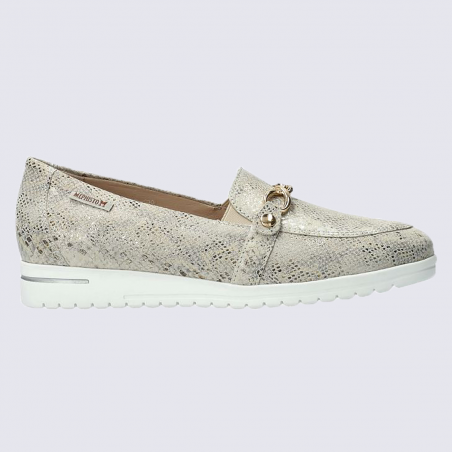 Mocassins Mephisto, mocassins imprimé reptile femme en cuir platinium