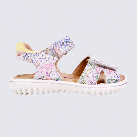 Sandales Superfit, sandales imprimé floral filles en cuir blanc multicolore
