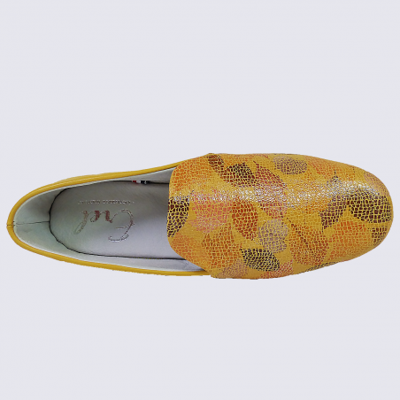 Chaussons Erel, chaussons à motifs femme en cuir jaune