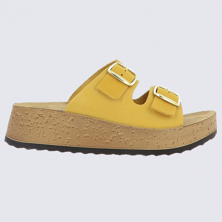 Mules Rohde, mules à talons compensés femme en cuir nubuck jaune Mules Rohde, mules à talons compensés femme en cuir nubuck jaune