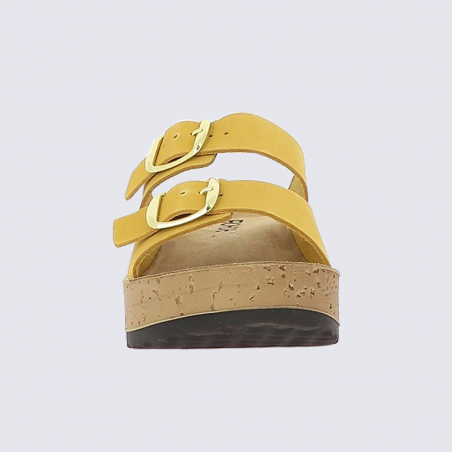 Mules Rohde, mules à talons compensés femme en cuir nubuck jaune Mules Rohde, mules à talons compensés femme en cuir nubuck jaune