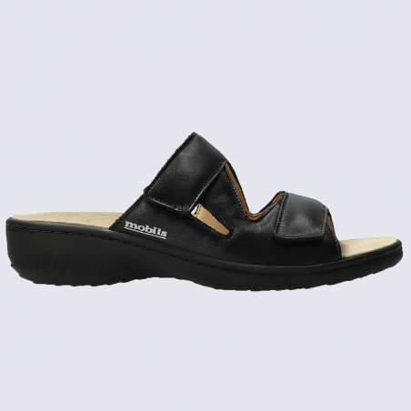 Mules Mobils, mules confortables femme en cuir noir