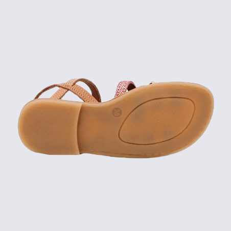 Sandales Bellamy, sandales à brides filles en cuir jaune or et camel Sandales Bellamy, sandales à brides filles en cuir jaune or et camel