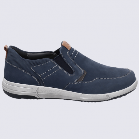 Chaussures Josef Seibel, chaussures slippers confort homme en cuir bleu