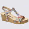 Sandales Mephisto, sandales à talons compensés femme en cuir multicolore Sandales Mephisto, sandales à talons compensés femme en cuir multicolore