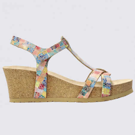 Sandales Mephisto, sandales à talons compensés femme en cuir multicolore Sandales Mephisto, sandales à talons compensés femme en cuir multicolore