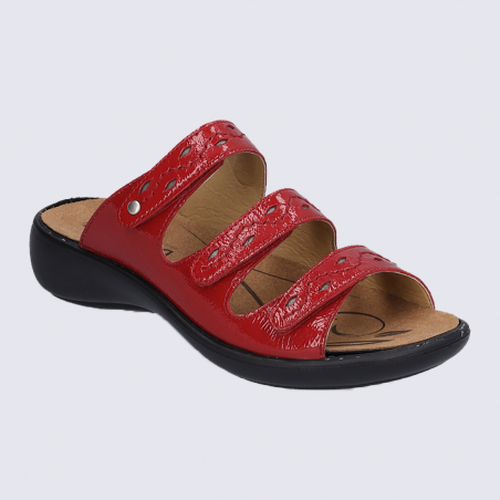 Mules Westland by Josef Seibel, mules nu-pieds femme en cuir vernis rouge