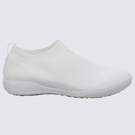 Baskets Josef Seibel, baskets slip-on confortables femme en textile blanc