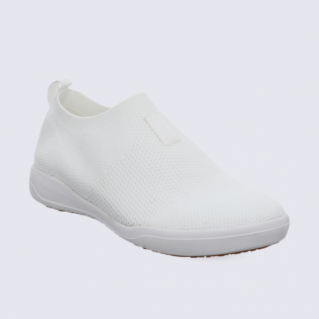 Baskets Josef Seibel, baskets slip-on confortables femme en textile blanc