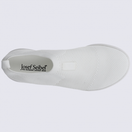Baskets Josef Seibel, baskets slip-on confortables femme en textile blanc
