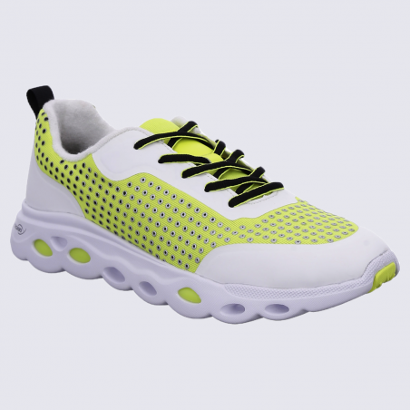 Baskets Ara, baskets Energystep femme en textile néon jaune blanc