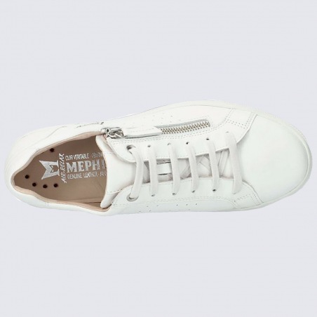 Baskets Mephisto, baskets basses tendances femme en cuir blanc