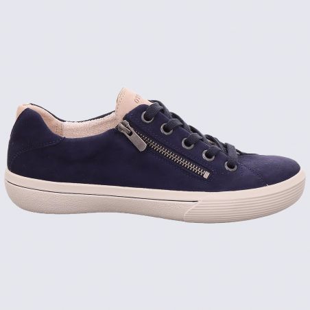 Baskets Legero, baskets basses femme en cuir nubuck bleu marine