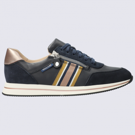 Baskets Mephisto, baskets tendances femme en cuir bleu jeans