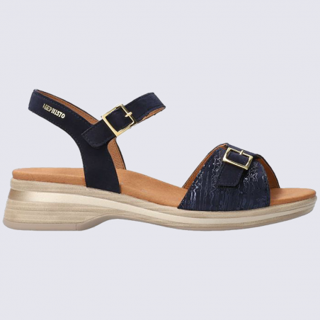 Sandales Mephisto, sandales à talons élégantes femme en cuir velours indigo Sandales Mephisto, sandales à talons élégantes femme en cuir velours indigo