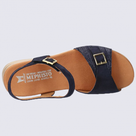 Sandales Mephisto, sandales à talons élégantes femme en cuir velours indigo Sandales Mephisto, sandales à talons élégantes femme en cuir velours indigo
