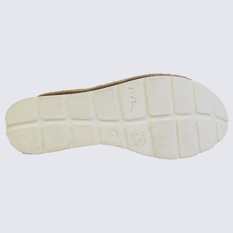 Sandales Ara, sandales à talon compensé femme en cuir tressé whisky