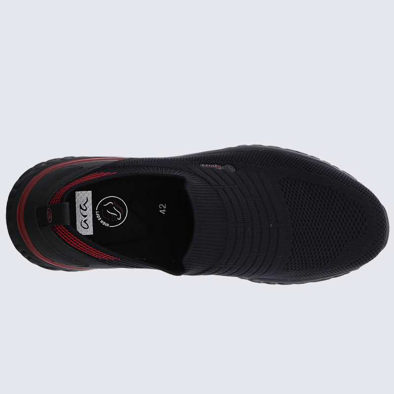 Baskets Ara, baskets basses San Diego homme en textile rouge et noir