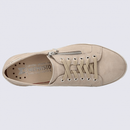 Baskets Mephisto, baskets basses tendances femme en cuir beige