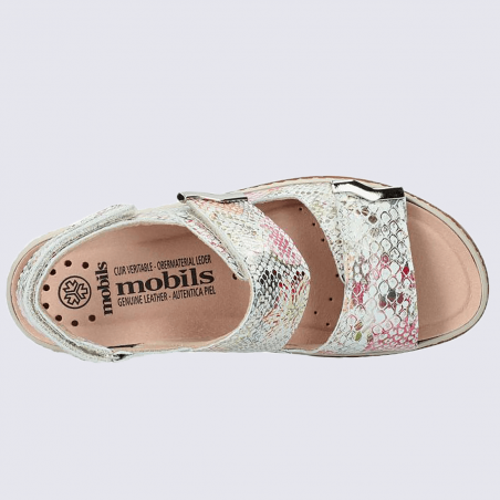 Sandales Mephisto, sandales à talons imprimé reptile femme en cuir vernis rose
