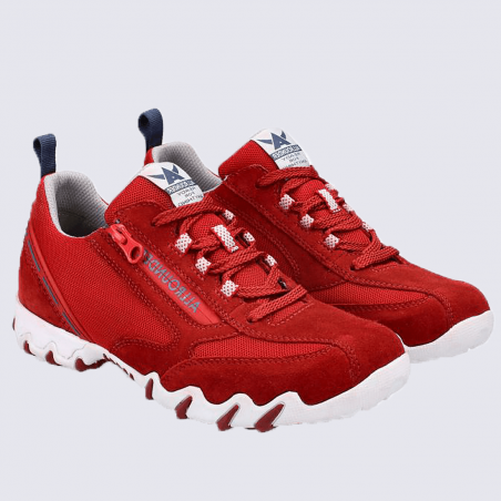 Chaussures Allrounder, chaussures de randonnée femme en textile et cuir velours rouge