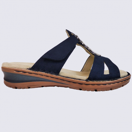 Mules Ara, mules compensées confortables femme en textile bleu Mules Ara, mules compensées confortables femme en textile bleu