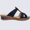 Mules Ara, mules compensées confortables femme en textile bleu Mules Ara, mules compensées confortables femme en textile bleu