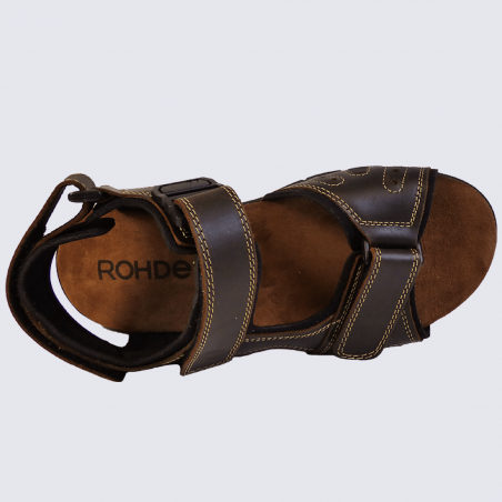 Sandales Rohde, sandales à brides homme en cuir nubuck marron