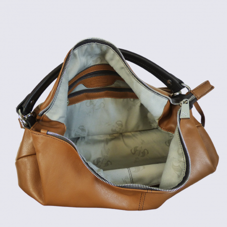 Sac porté épaule Charlotte, sac porté épaule bicolore femme en cuir marron Sac porté épaule Charlotte, sac porté épaule bicolore femme en cuir marron