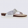 Mules Mephisto, mules entre-doigts femme en cuir argenté Mules Mephisto, mules entre-doigts femme en cuir argenté