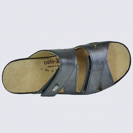 Mules Vital, mules compensées confortables femme en cuir anthracite Mules Vital, mules compensées confortables femme en cuir anthracite