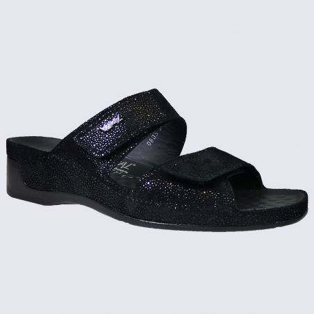 Mules Vital, mules tendances femme en cuir imprimé noir Mules Vital, mules tendances femme en cuir imprimé noir