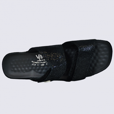 Mules Vital, mules tendances femme en cuir imprimé noir Mules Vital, mules tendances femme en cuir imprimé noir