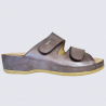 Mules Vital, mules à velcro confortables femme en cuir nacré Mules Vital, mules à velcro confortables femme en cuir nacré