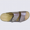 Mules Vital, mules à velcro confortables femme en cuir nacré Mules Vital, mules à velcro confortables femme en cuir nacré