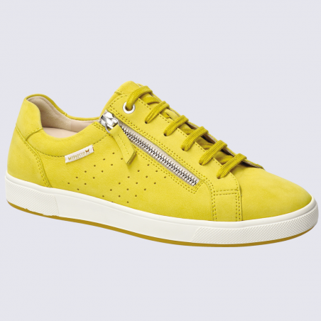 Baskets Mephisto, baskets basses femme en cuir nubuck jaune