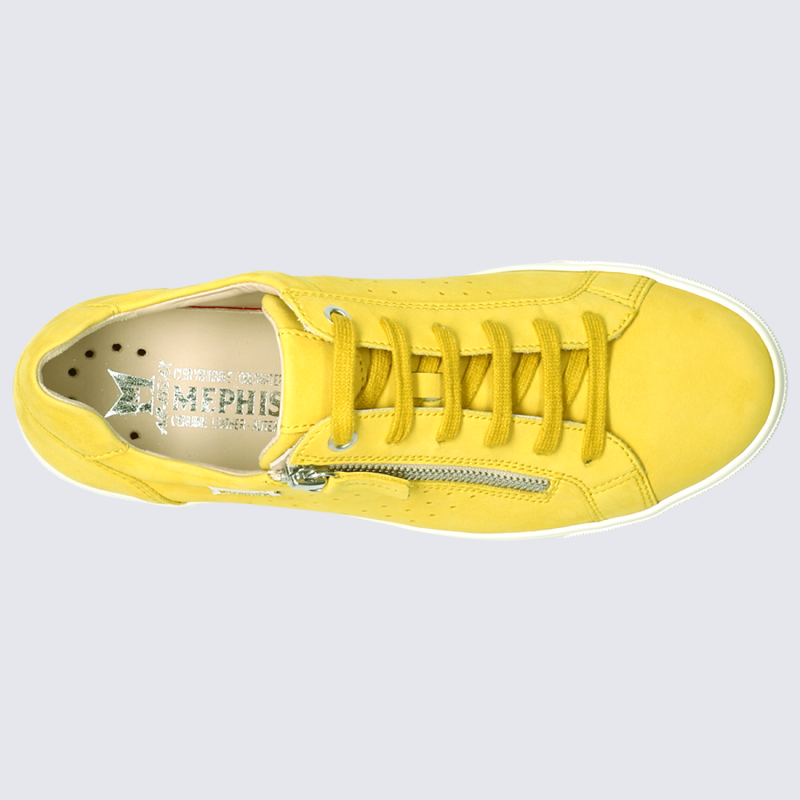 Baskets Mephisto baskets basses femme en cuir nubuck jaune Igert Chaussures Maroquinerie