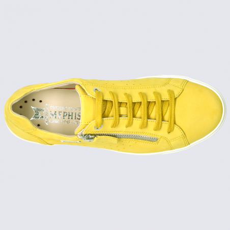 Baskets Mephisto, baskets basses femme en cuir nubuck jaune