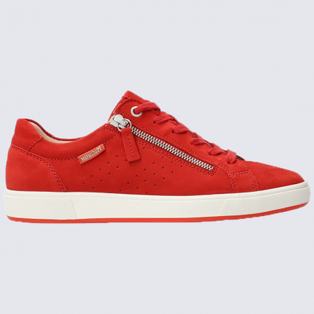 Baskets Mephisto, baskets basses femme en cuir nubuck rouge