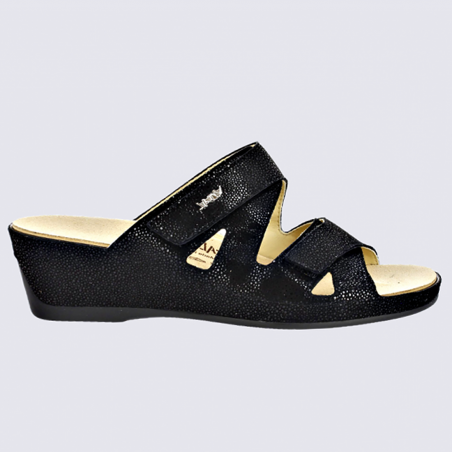 Mules Vital, mules confortables femme en cuir noir