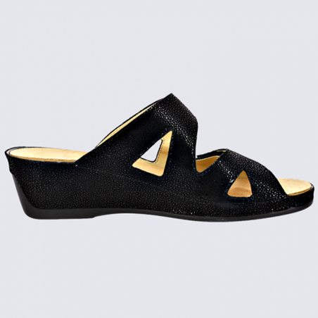 Mules Vital, mules confortables femme en cuir noir